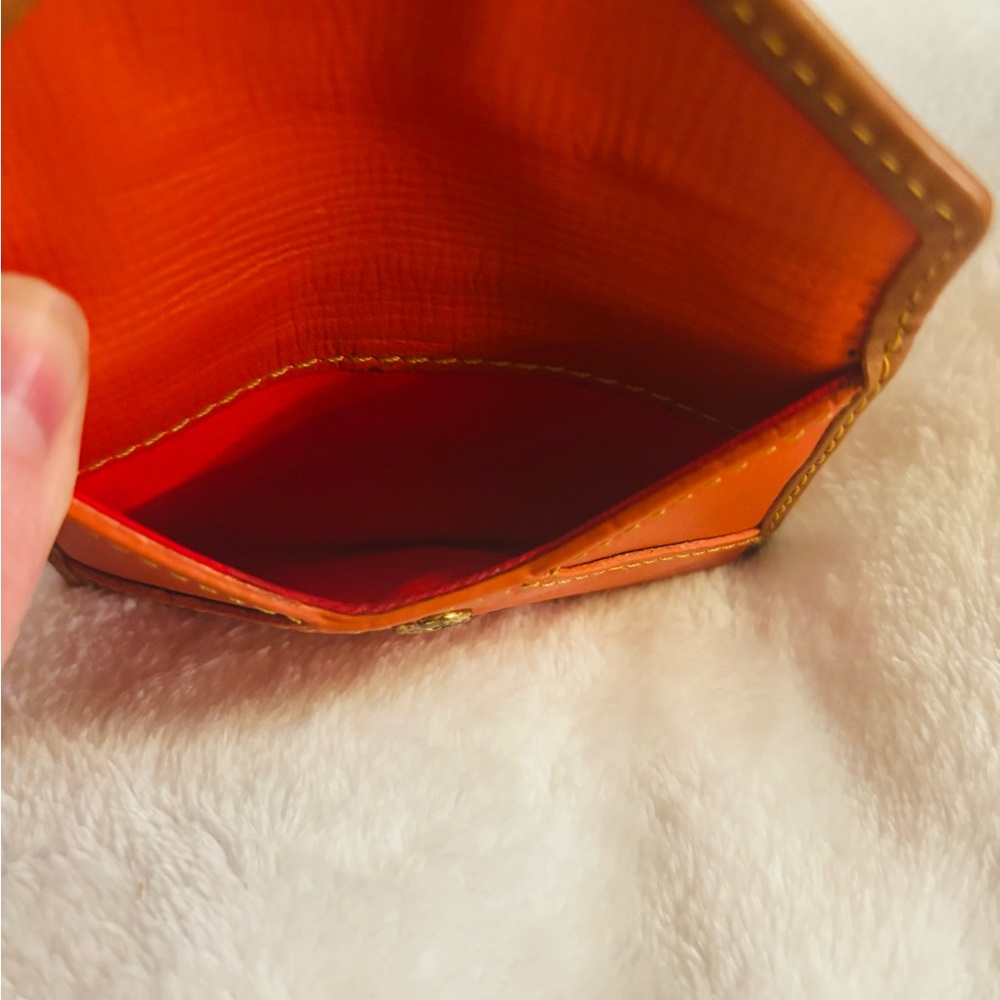Dooney & Bourke Orange Leather Card Holder - Picture 3 of 6